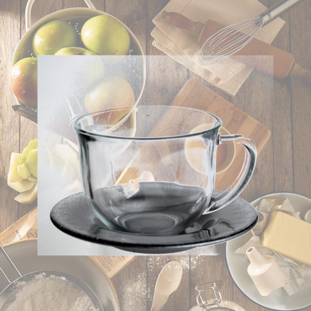 Picture of Red Pomegranate 8308-0 18 oz Ritz Jumbo Cup & Saucer, Taupe - Set of 2