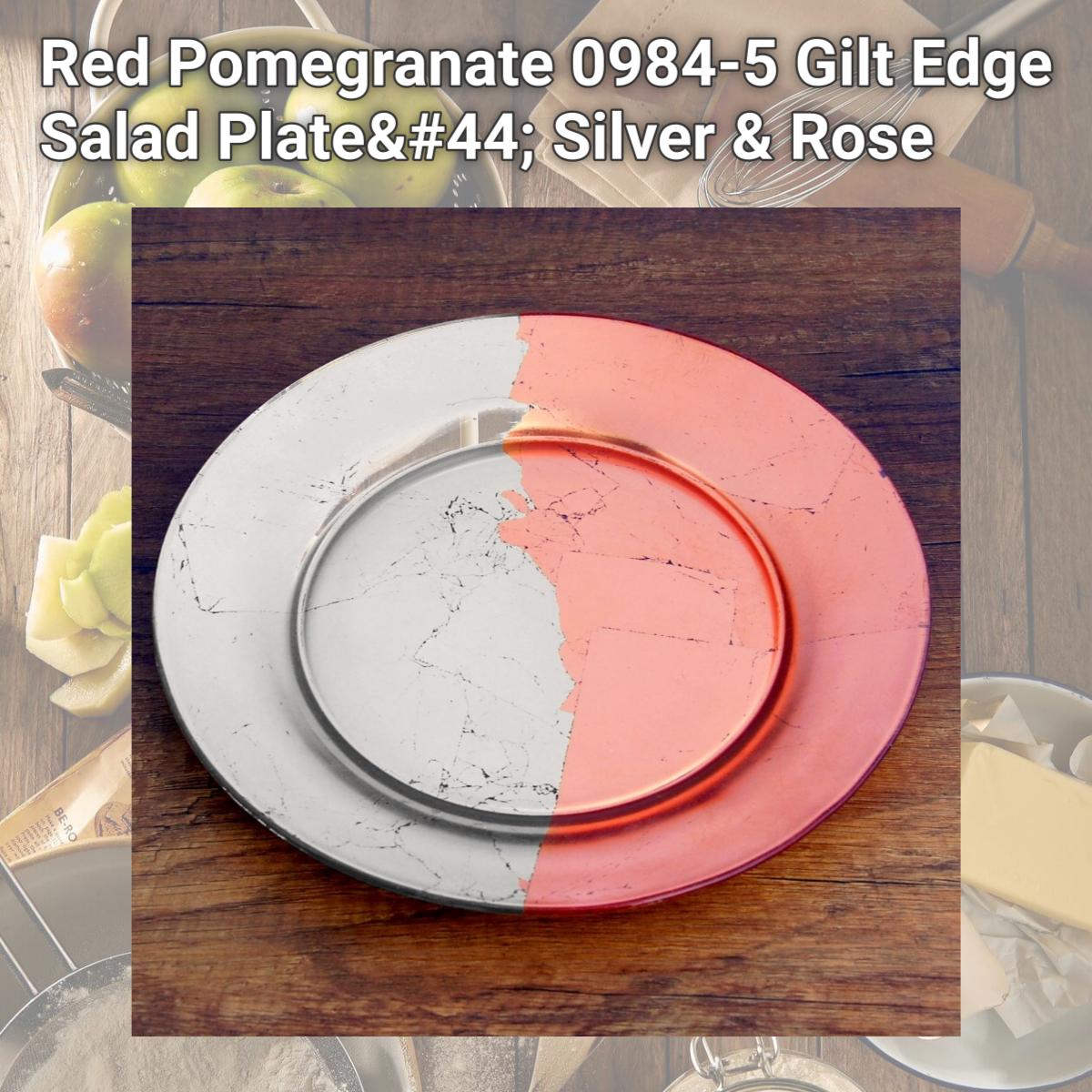 Picture of Red Pomegranate 0984-5 Gilt Edge Salad Plate, Silver & Rose