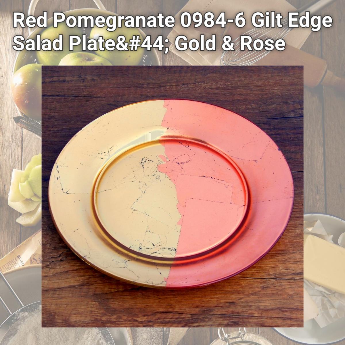 Picture of Red Pomegranate 0984-6 Gilt Edge Salad Plate, Gold & Rose