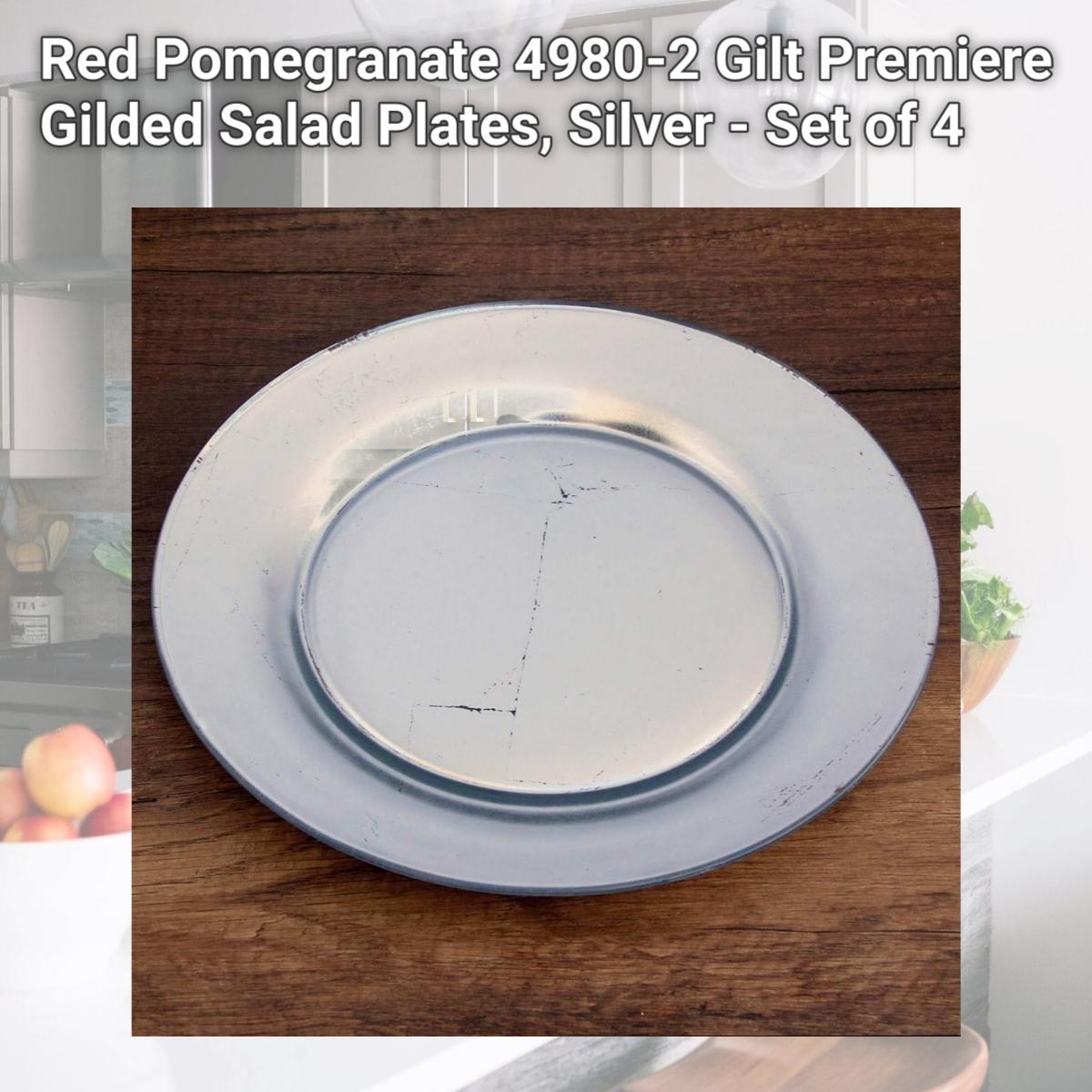 Picture of Red Pomegranate 4980-2 Gilt Premiere Gilded Salad Plates, Silver - Set of 4