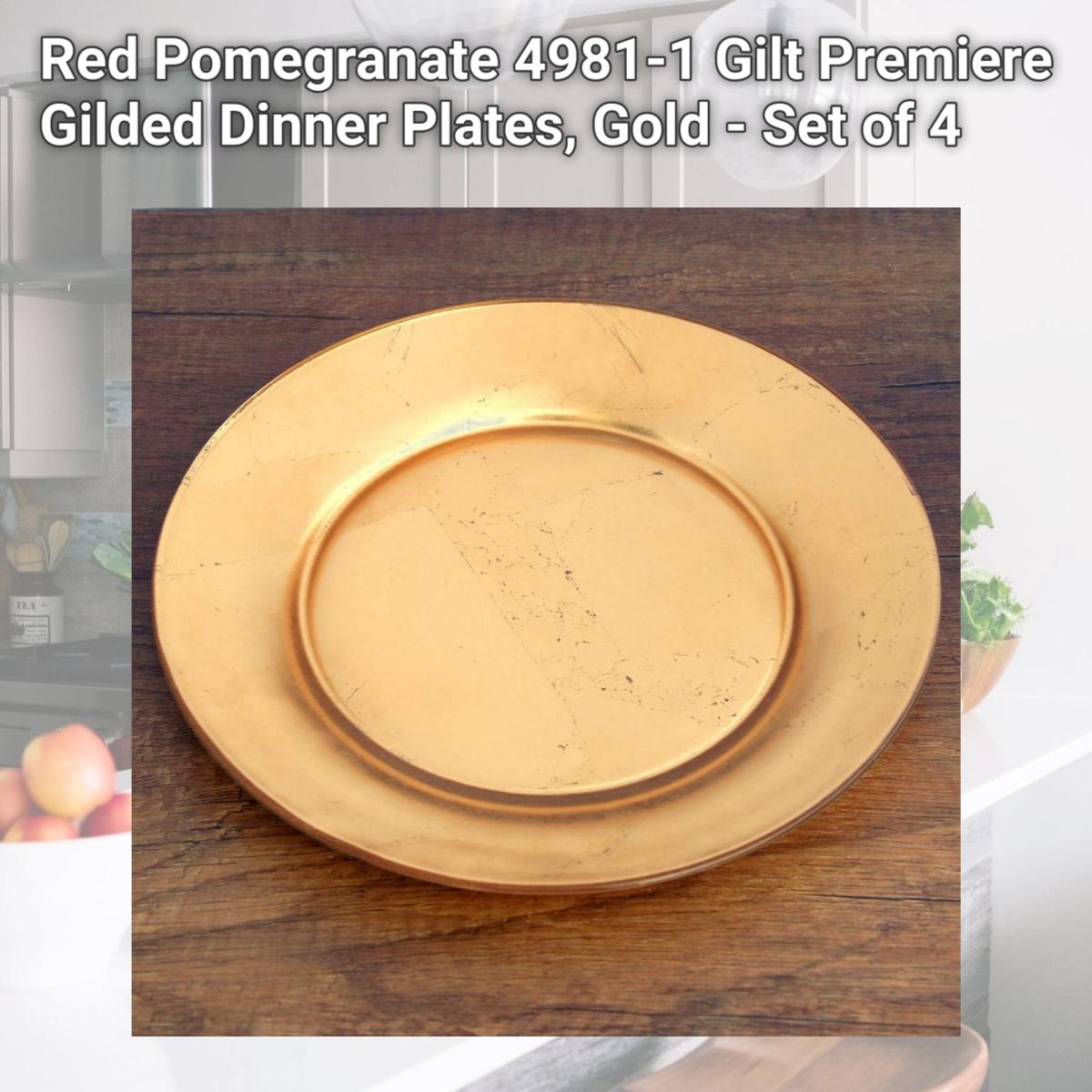 Picture of Red Pomegranate 4981-1 Gilt Premiere Gilded Dinner Plates, Gold - Set of 4