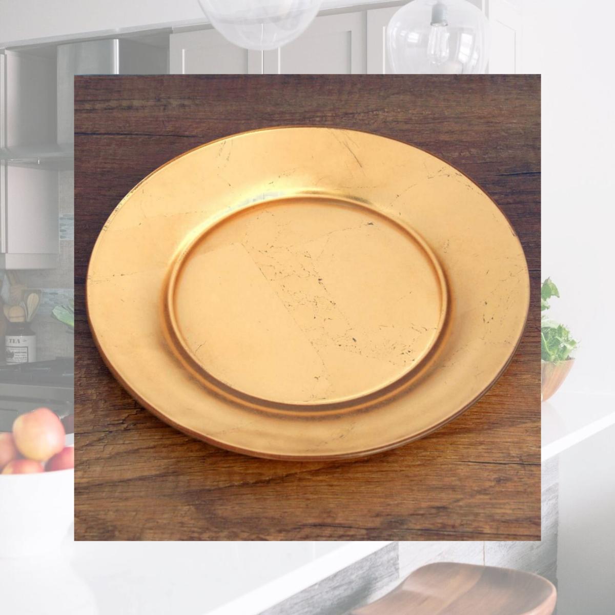 Picture of Red Pomegranate 4981-2 Gilt Premiere Gilded Dinner Plates, Silver - Set of 4