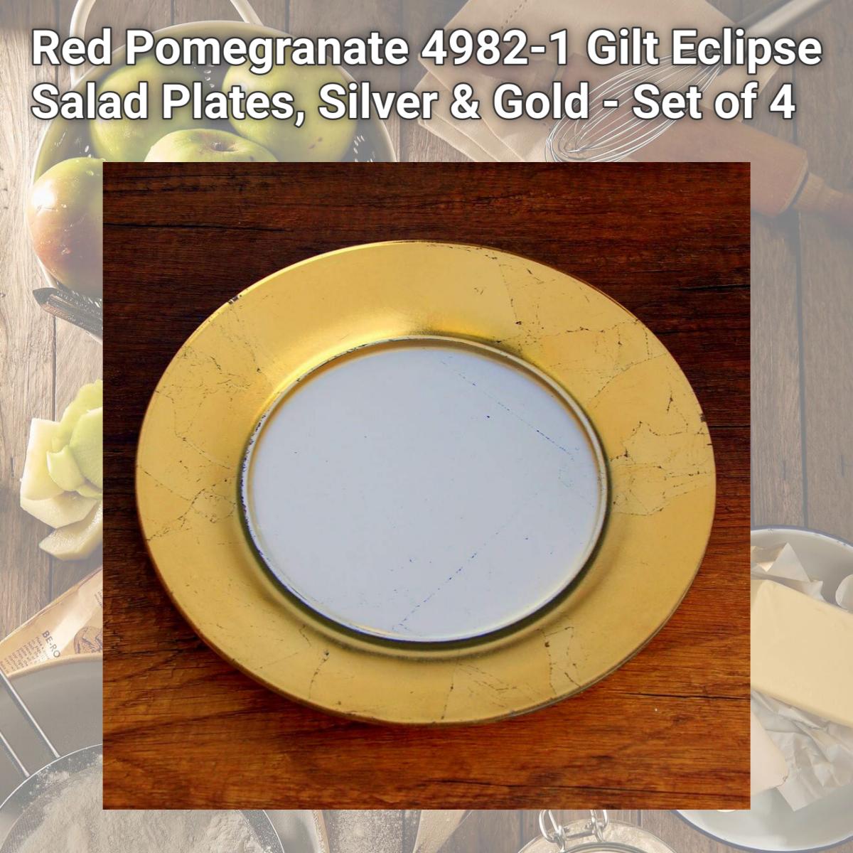 Picture of Red Pomegranate 4982-1 Gilt Eclipse Salad Plates, Silver & Gold - Set of 4
