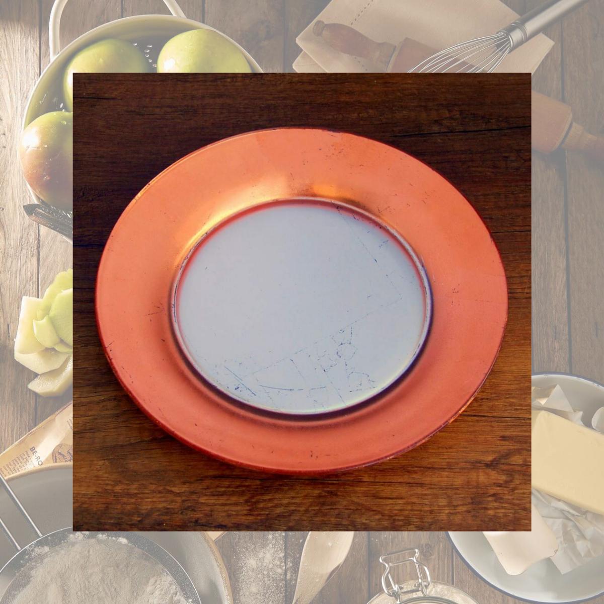 Picture of Red Pomegranate 4983-3 Gilt Eclipse Dinner Plates, Silver & Rose - Set of 4