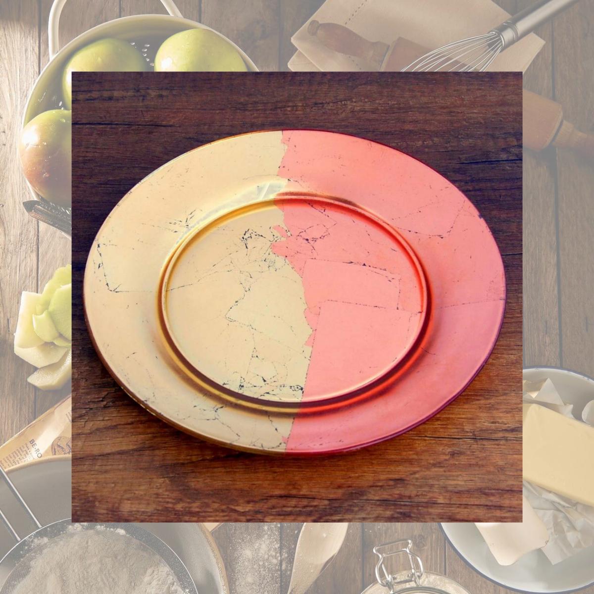 Picture of Red Pomegranate 4984-6 Gilt Edge Salad Plates, Gold & Rose - Set of 4