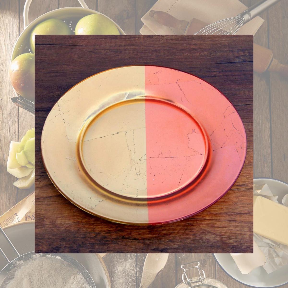 Picture of Red Pomegranate 4985-3 Gilt Demi Dinner Plates, Gold & Rose - Set of 4