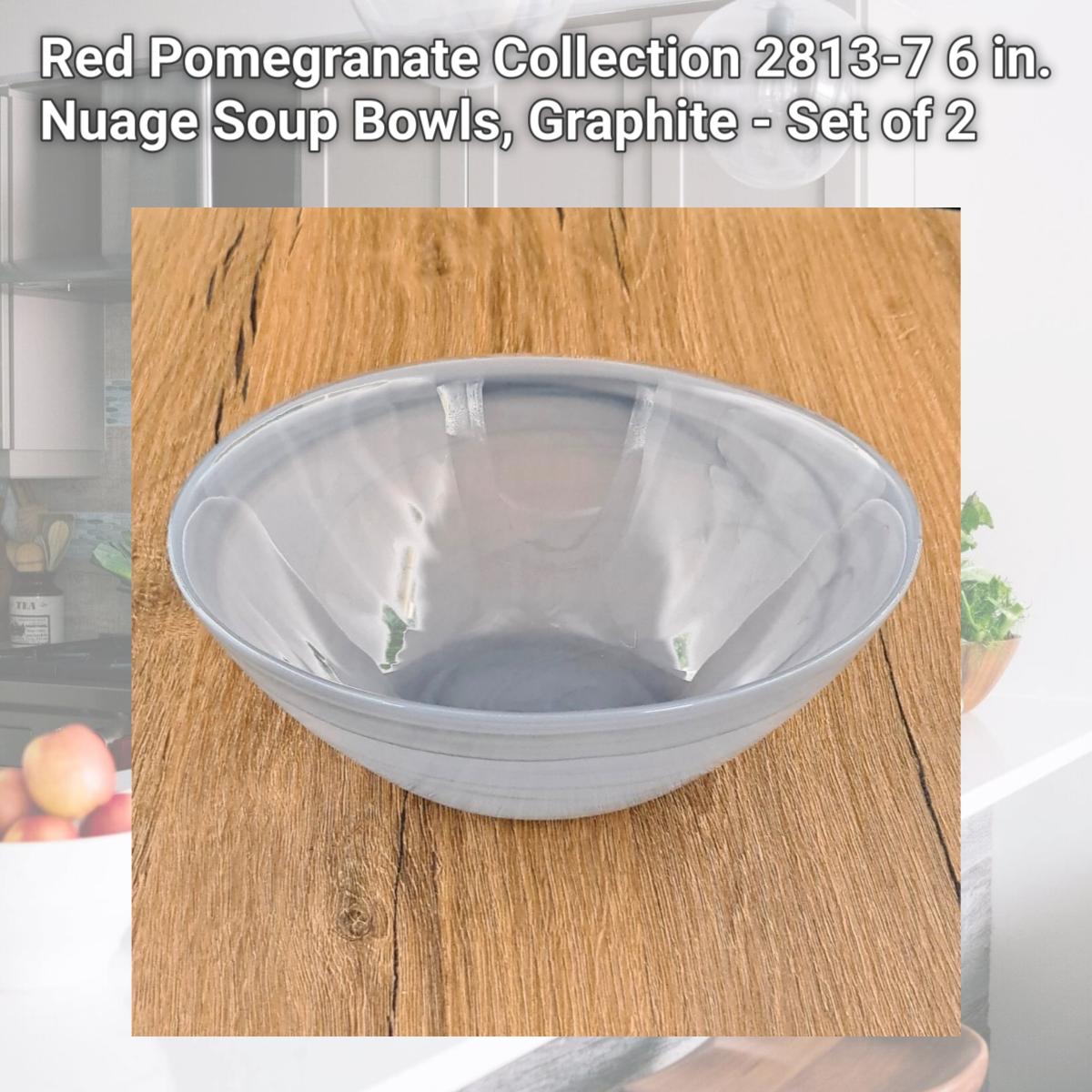 Picture of Red Pomegranate Collection 2813-7 6 in. Nuage Soup Bowls, Graphite - Set of 2