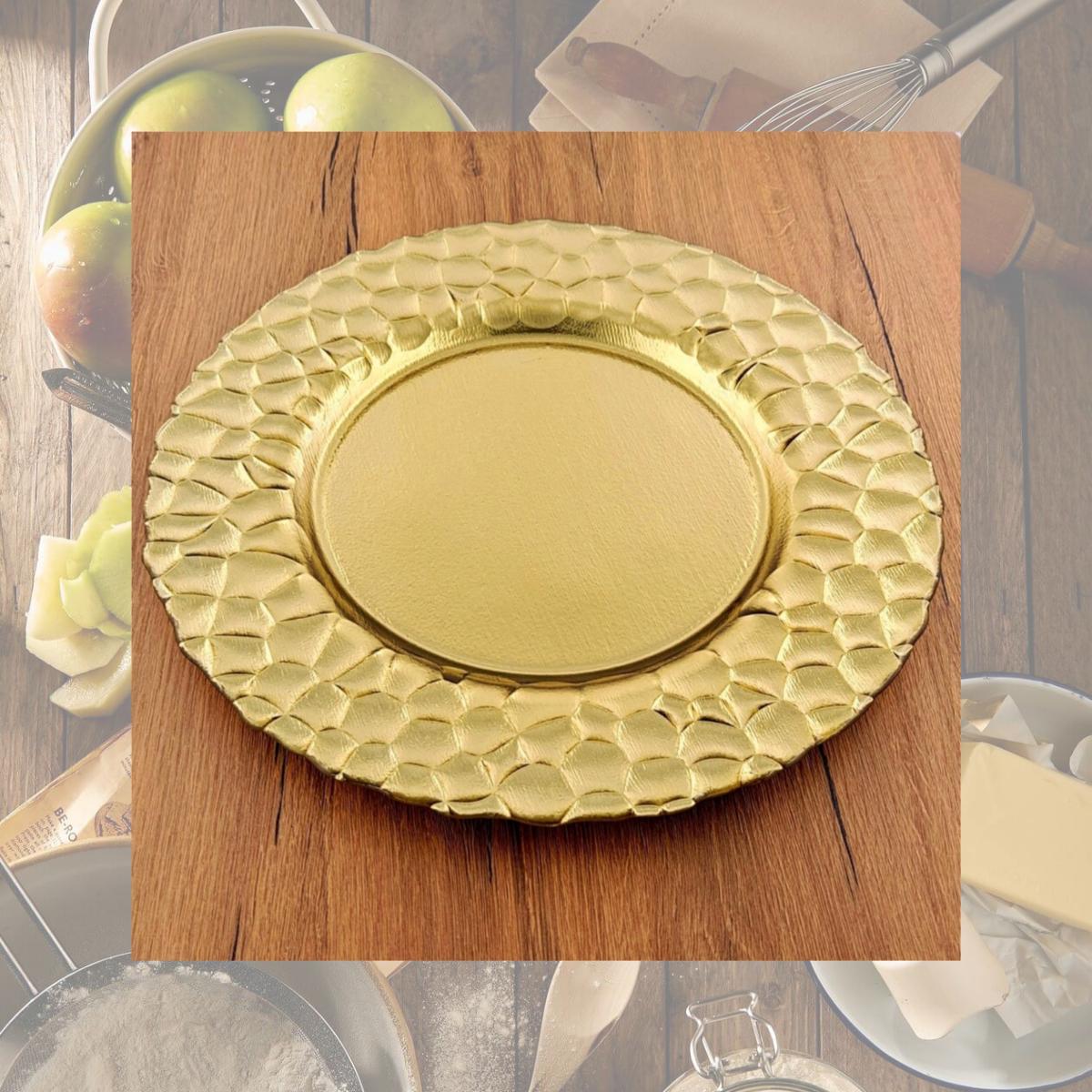 Picture of Red Pomegranate Collection 4533-1 13 in. Rocher Charger Plates, Gold - Set of 4