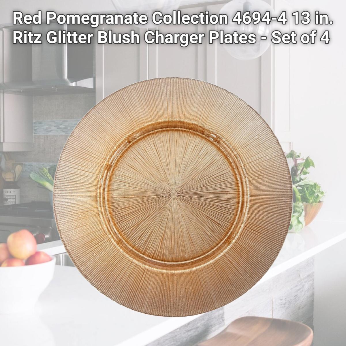 Picture of Red Pomegranate Collection 4694-4 13 in. Ritz Glitter Blush Charger Plates - Set of 4