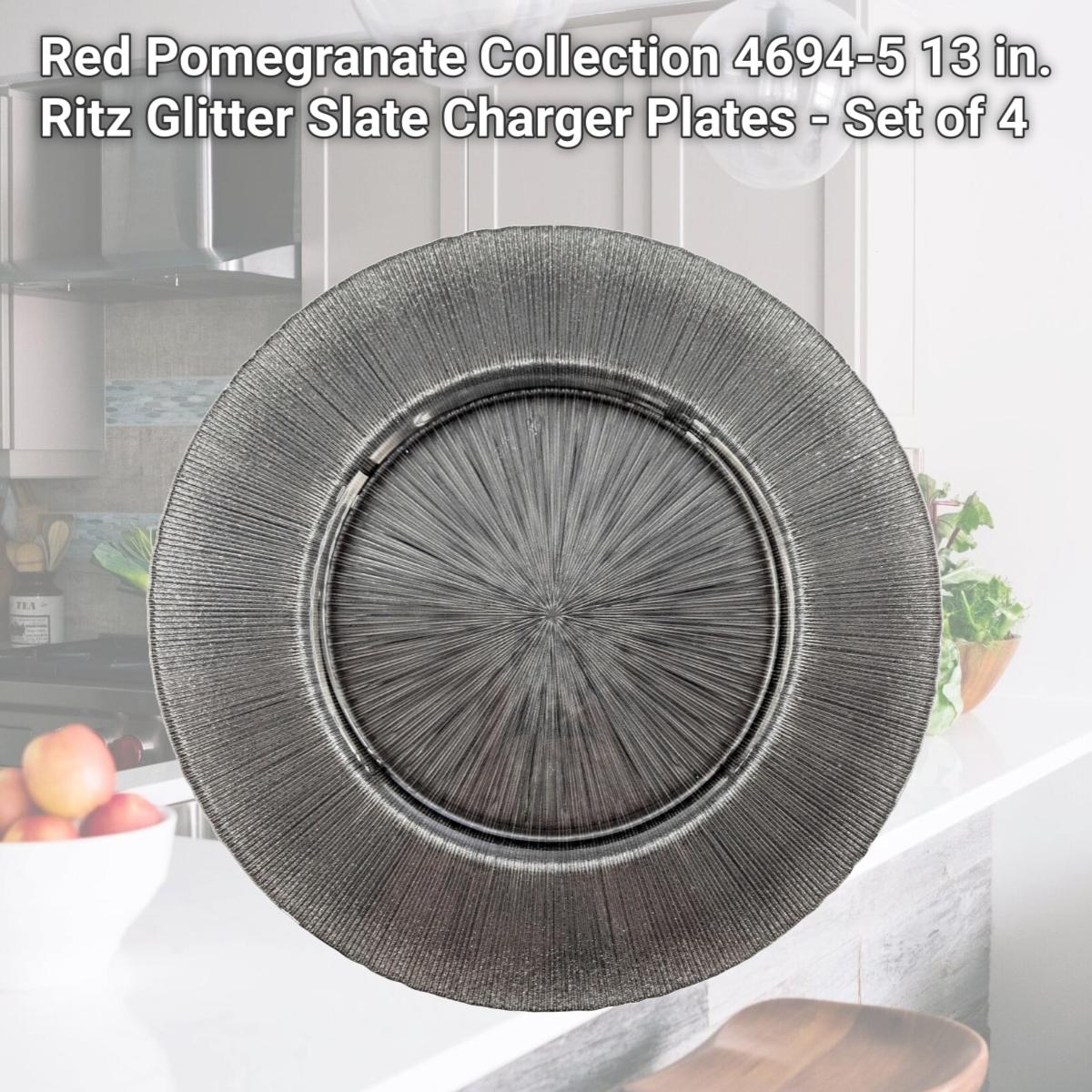 Picture of Red Pomegranate Collection 4694-5 13 in. Ritz Glitter Slate Charger Plates - Set of 4