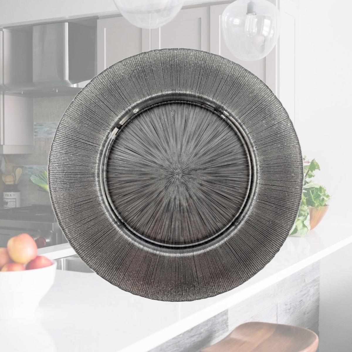 Picture of Red Pomegranate Collection 4694-5 13 in. Ritz Glitter Slate Charger Plates - Set of 4
