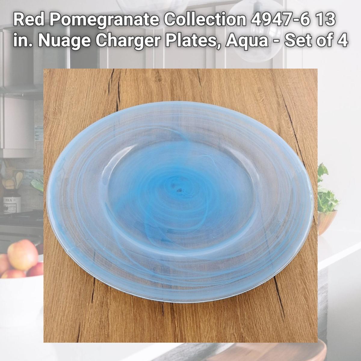 Picture of Red Pomegranate Collection 4947-6 13 in. Nuage Charger Plates, Aqua - Set of 4