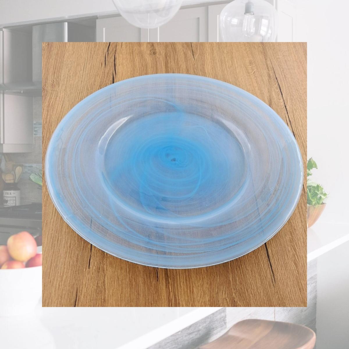 Picture of Red Pomegranate Collection 4947-6 13 in. Nuage Charger Plates, Aqua - Set of 4