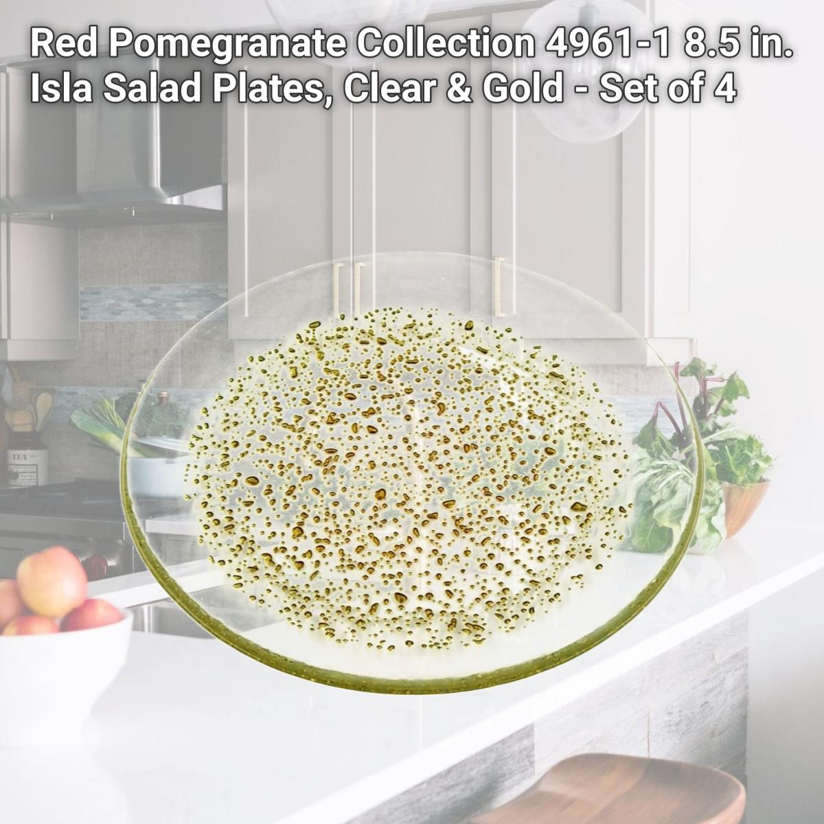Picture of Red Pomegranate Collection 4961-1 8.5 in. Isla Salad Plates, Clear & Gold - Set of 4