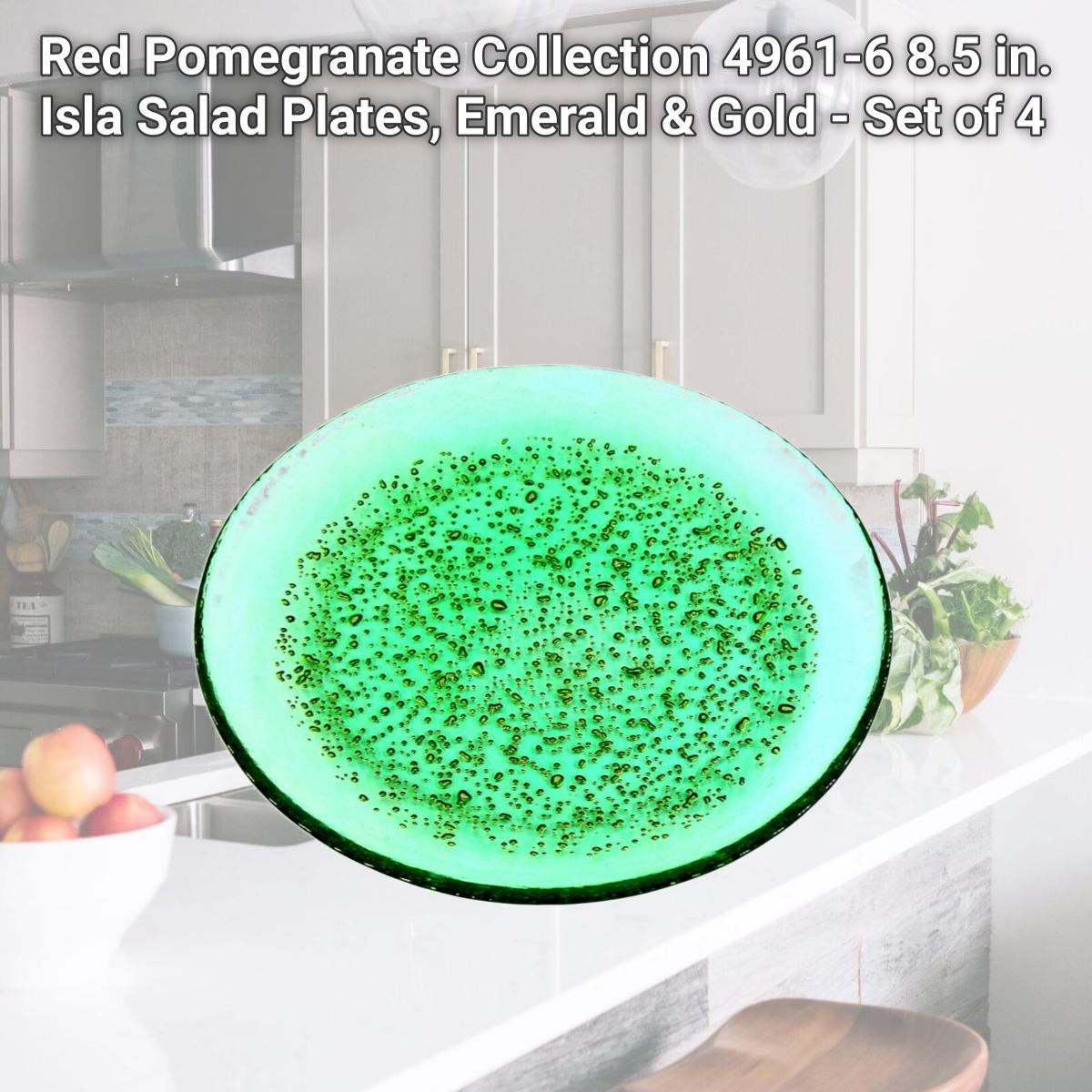 Picture of Red Pomegranate Collection 4961-6 8.5 in. Isla Salad Plates, Emerald & Gold - Set of 4