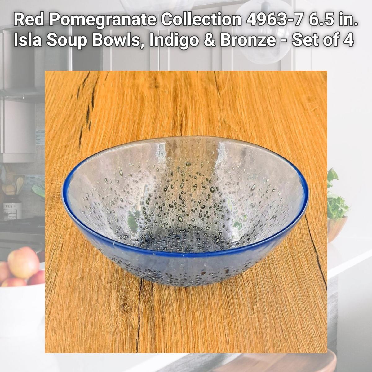 Picture of Red Pomegranate Collection 4963-7 6.5 in. Isla Soup Bowls, Indigo & Bronze - Set of 4