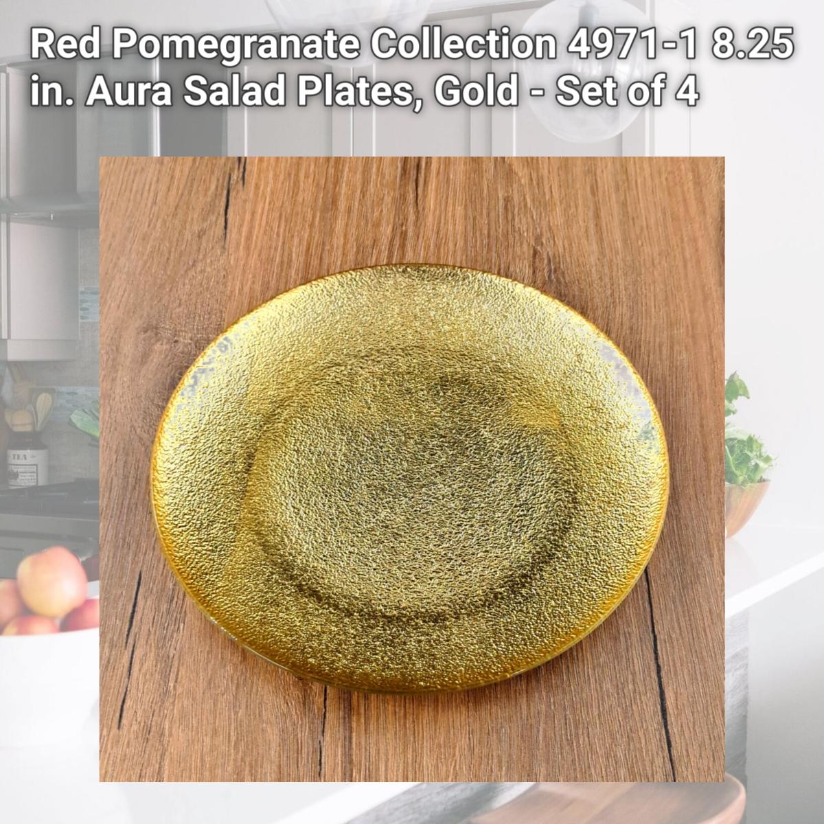 Picture of Red Pomegranate Collection 4971-1 8.25 in. Aura Salad Plates, Gold - Set of 4