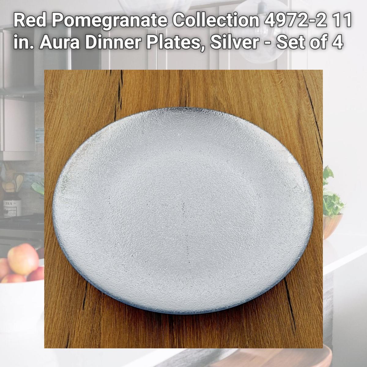 Picture of Red Pomegranate Collection 4972-2 11 in. Aura Dinner Plates, Silver - Set of 4