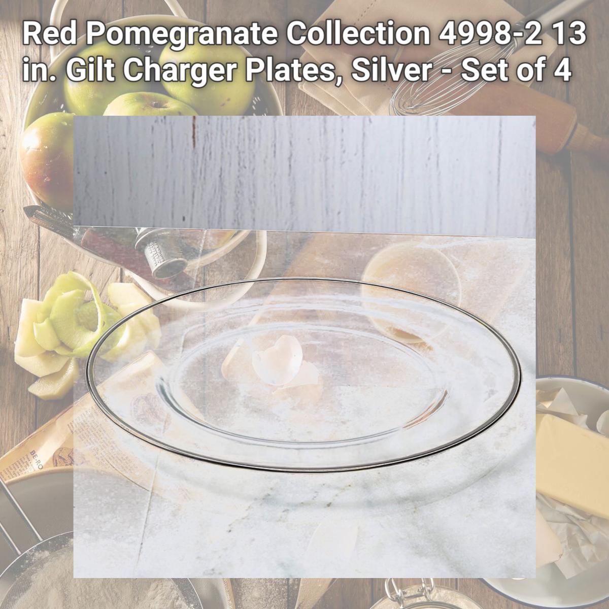 Picture of Red Pomegranate Collection 4998-2 13 in. Gilt Charger Plates, Silver - Set of 4