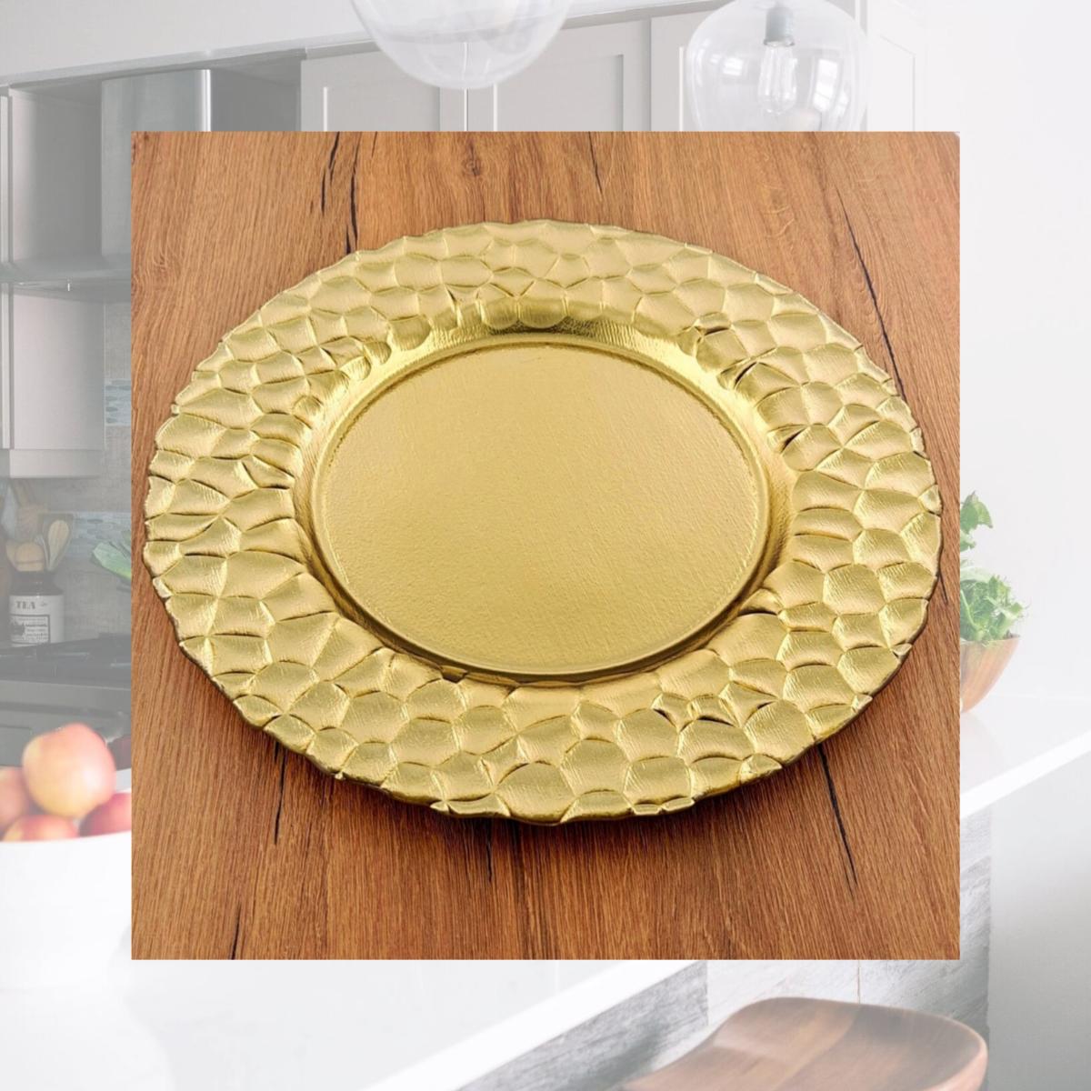 Picture of Red Pomegranate Collection 7533-1 13 in. Rocher Charger Plate, Gold