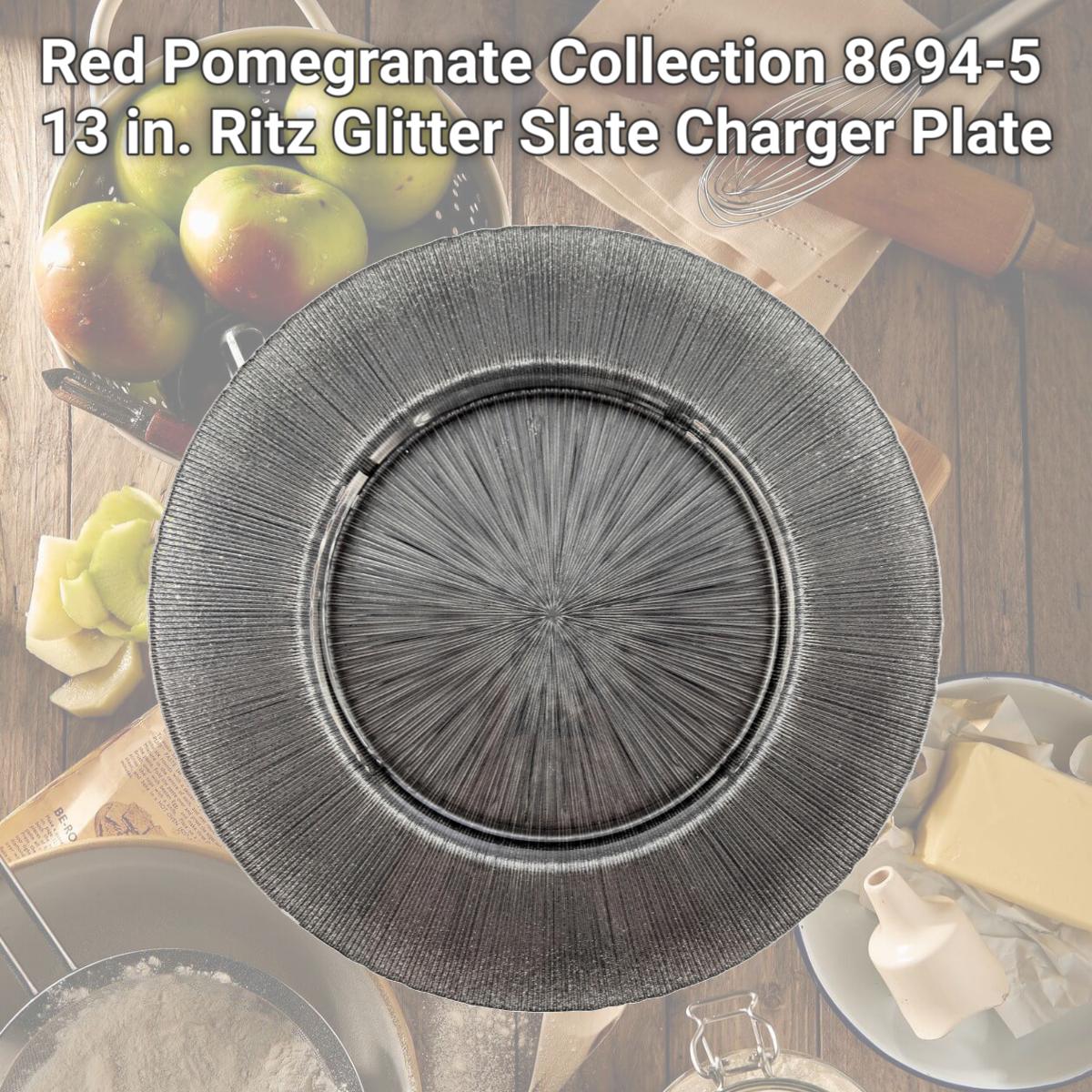Picture of Red Pomegranate Collection 8694-5 13 in. Ritz Glitter Slate Charger Plate