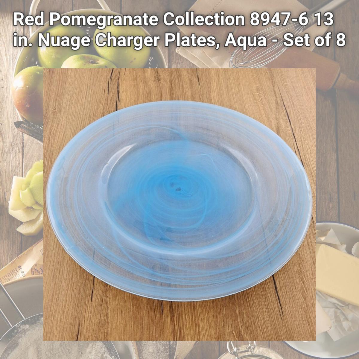 Picture of Red Pomegranate Collection 8947-6 13 in. Nuage Charger Plates, Aqua - Set of 8