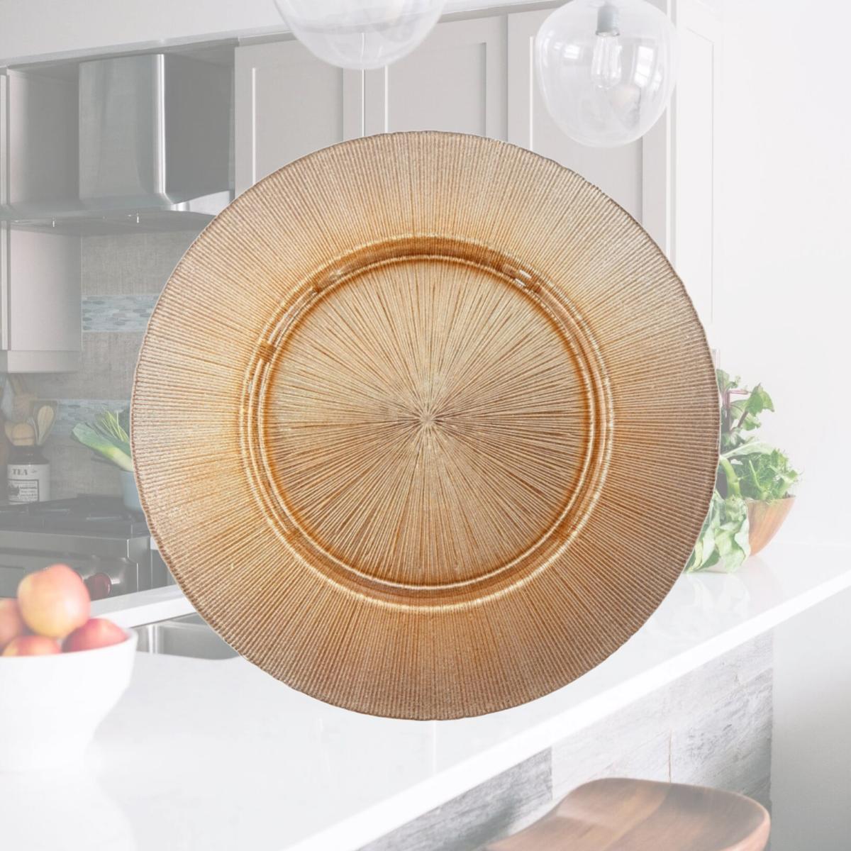 Picture of Red Pomegranate Collection 9694-4 13 in. Ritz Glitter Blush Charger Plate