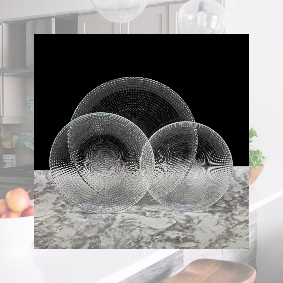 Picture of RAMART Studio Glass R1225-0 Helios Glass Dinnerware Set, Clear - Set of 12