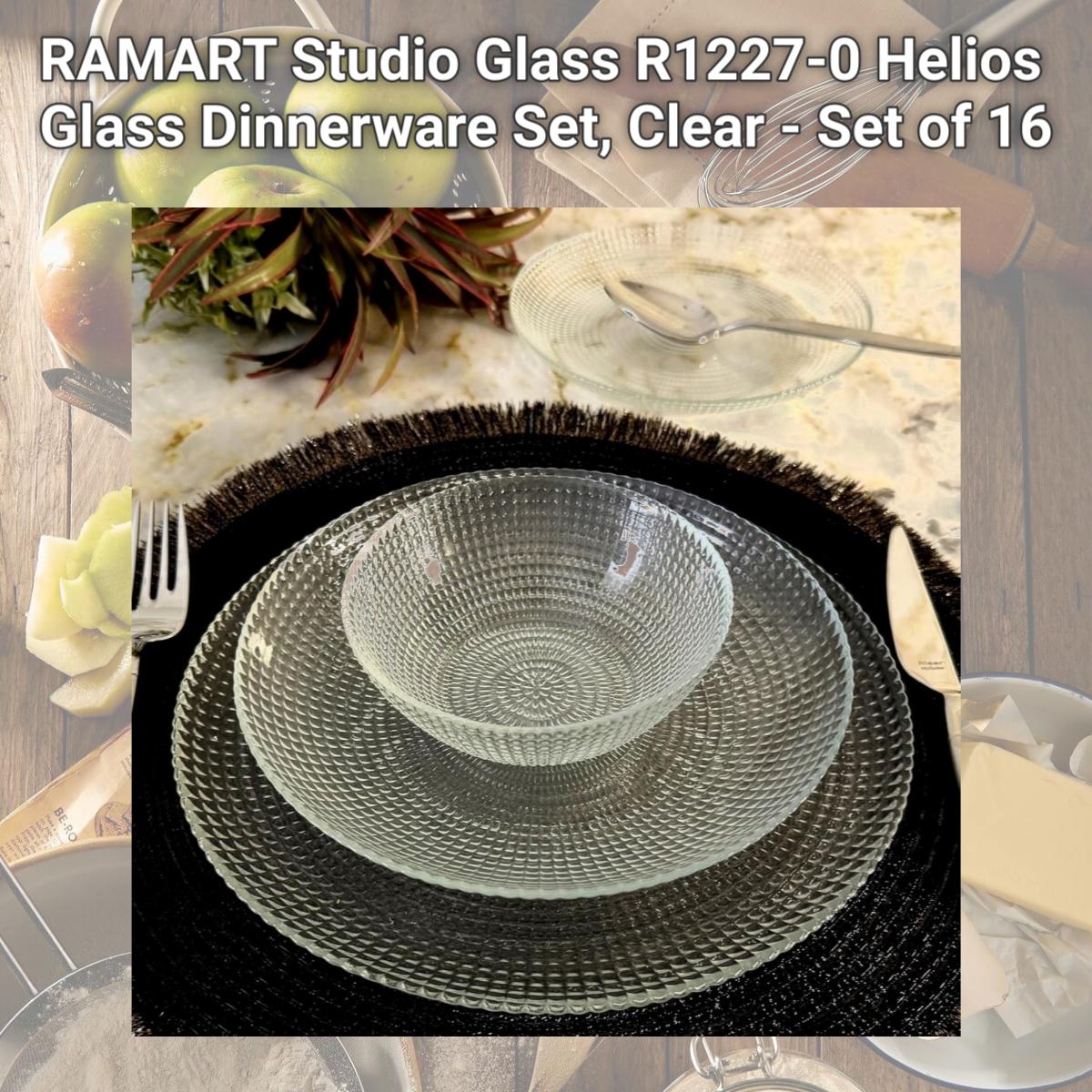 Picture of RAMART Studio Glass R1227-0 Helios Glass Dinnerware Set, Clear - Set of 16