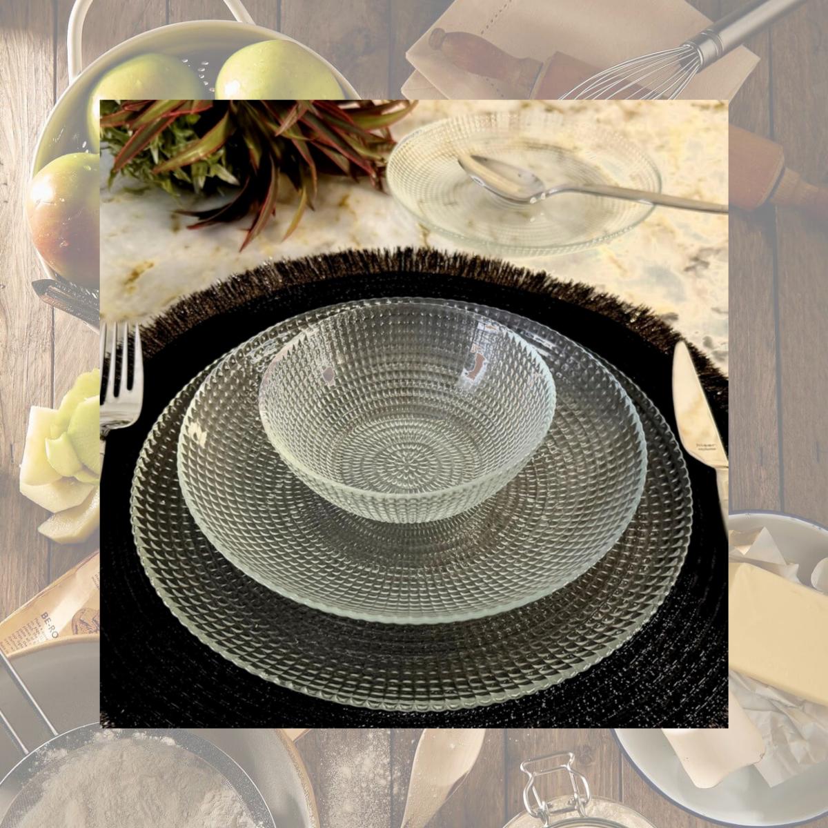 Picture of RAMART Studio Glass R1227-0 Helios Glass Dinnerware Set, Clear - Set of 16