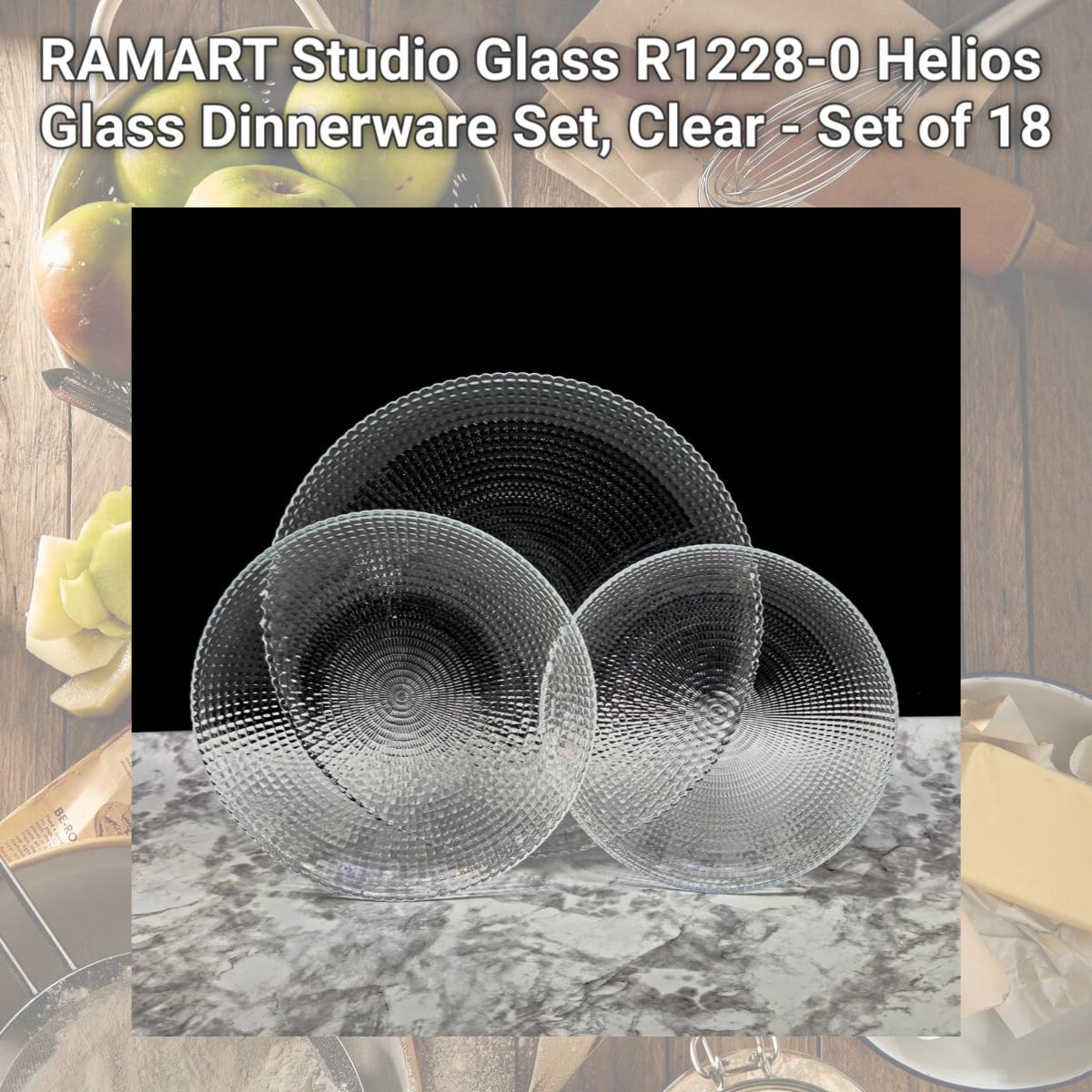 Picture of RAMART Studio Glass R1228-0 Helios Glass Dinnerware Set, Clear - Set of 18