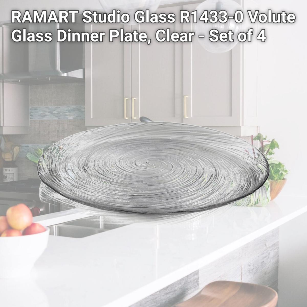 Picture of RAMART Studio Glass R1433-0 Volute Glass Dinner Plate, Clear - Set of 4