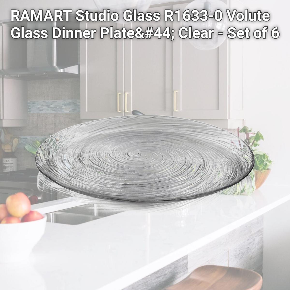 Picture of RAMART Studio Glass R1633-0 Volute Glass Dinner Plate, Clear - Set of 6