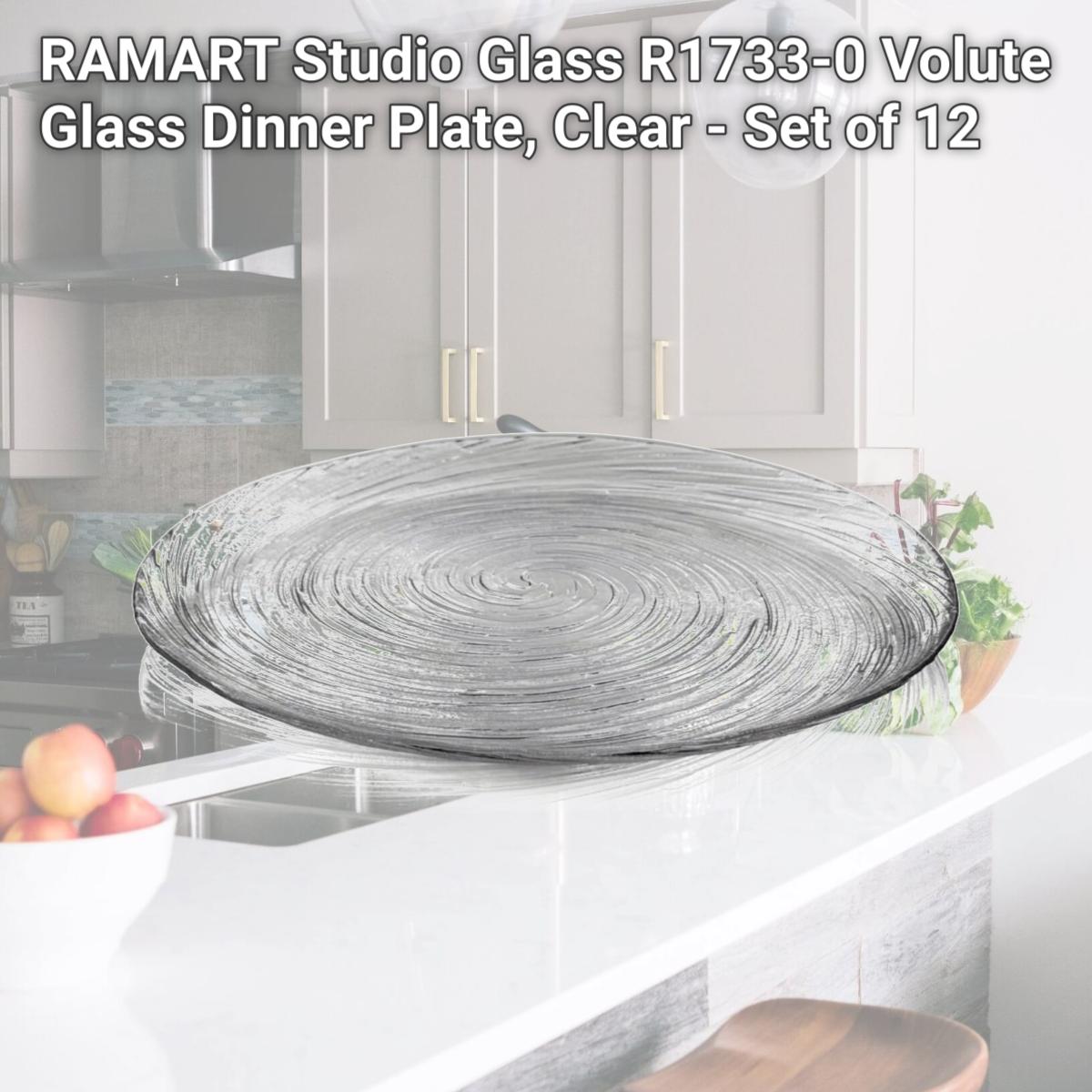 Picture of RAMART Studio Glass R1733-0 Volute Glass Dinner Plate, Clear - Set of 12