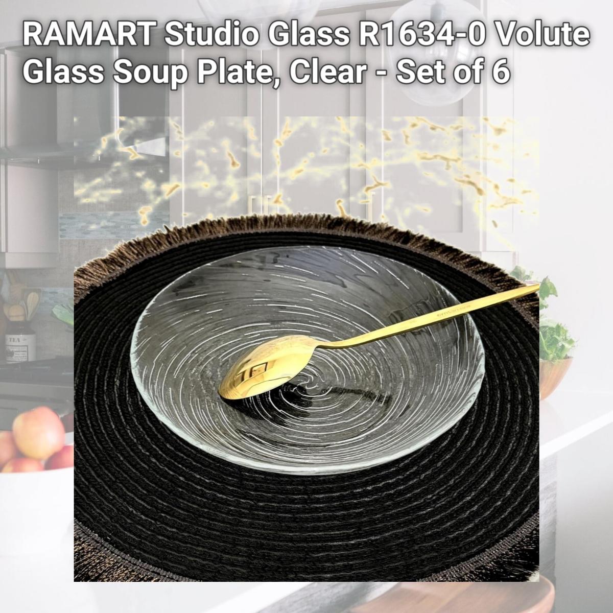 Picture of RAMART Studio Glass R1634-0 Volute Glass Soup Plate, Clear - Set of 6