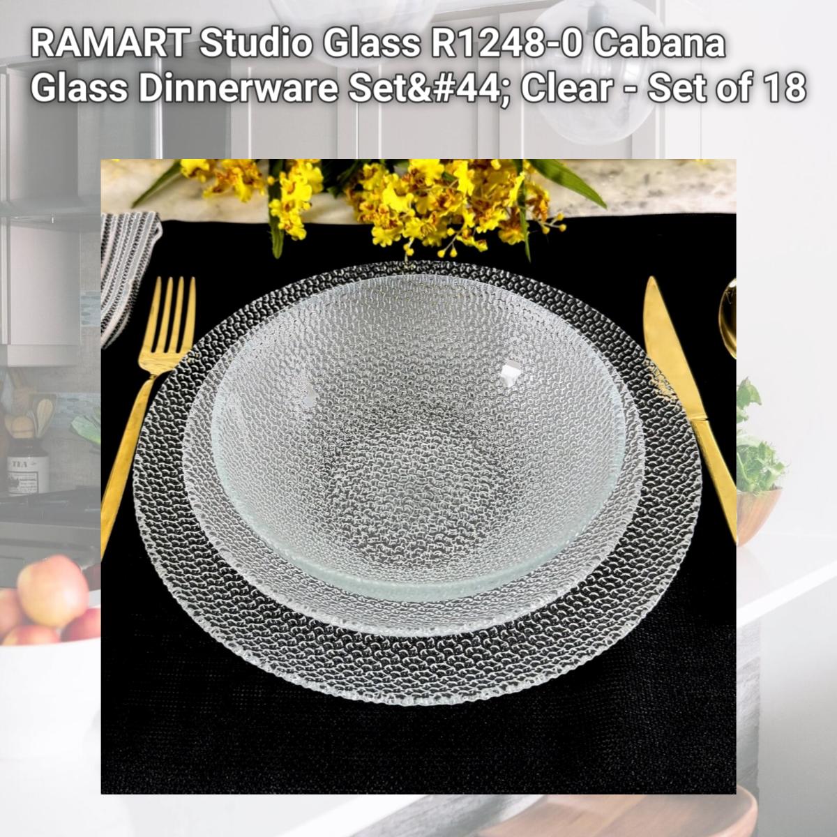 Picture of RAMART Studio Glass R1248-0 Cabana Glass Dinnerware Set, Clear - Set of 18