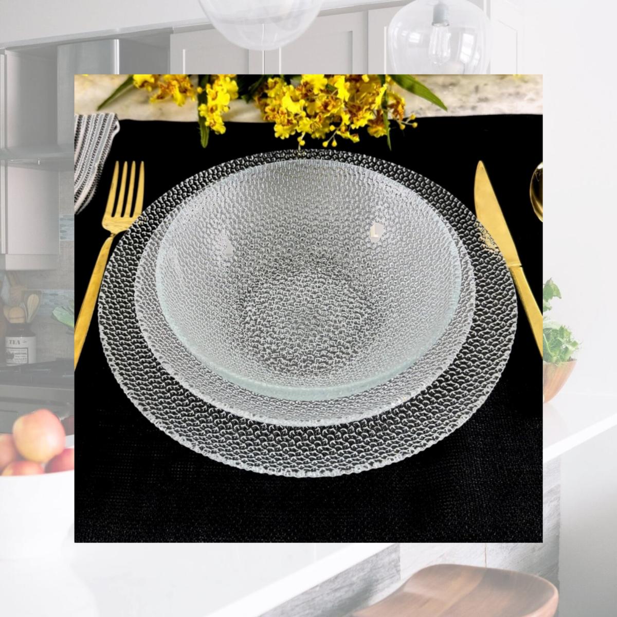 Picture of RAMART Studio Glass R1248-0 Cabana Glass Dinnerware Set, Clear - Set of 18