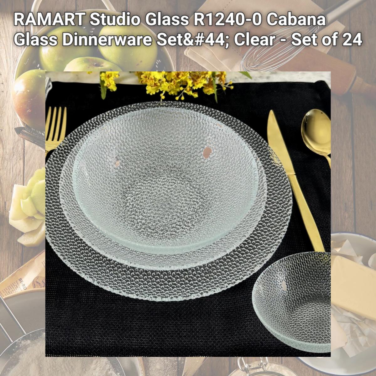 Picture of RAMART Studio Glass R1240-0 Cabana Glass Dinnerware Set, Clear - Set of 24
