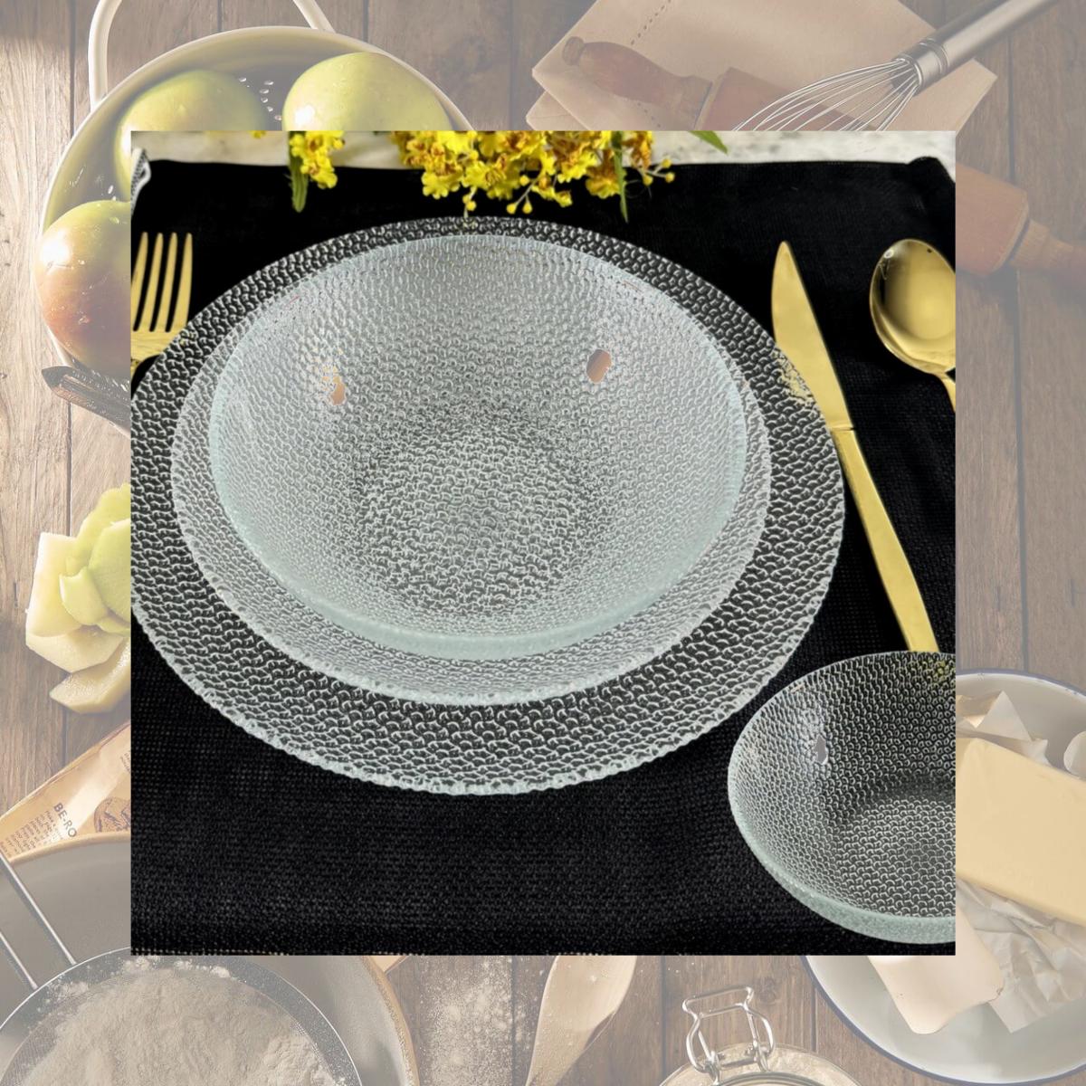 Picture of RAMART Studio Glass R1240-0 Cabana Glass Dinnerware Set, Clear - Set of 24