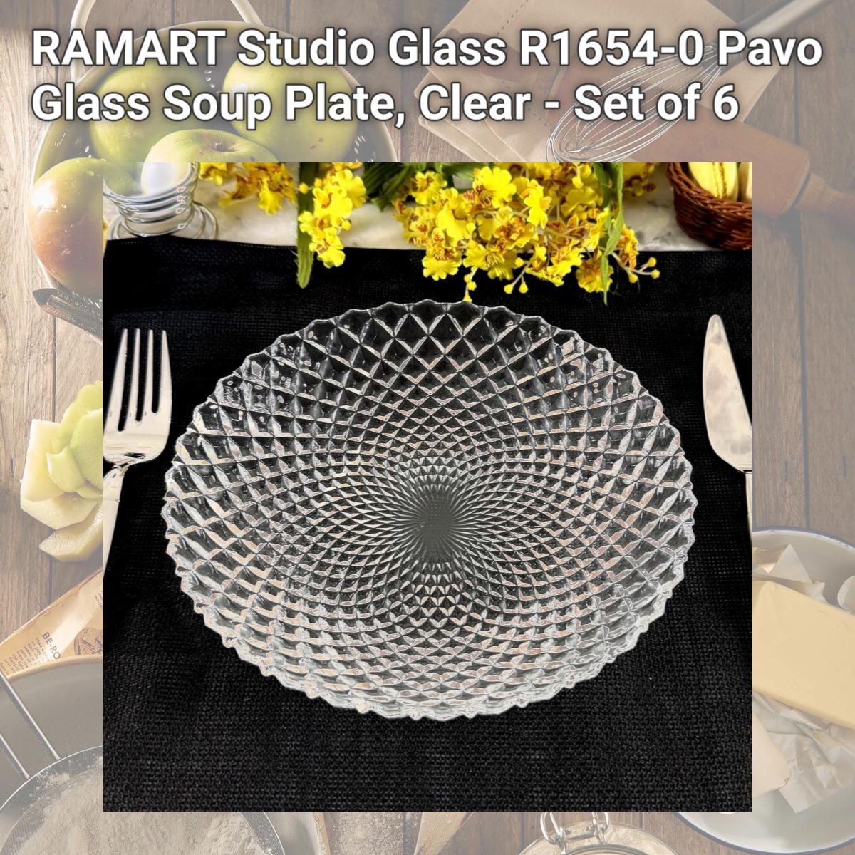 Picture of RAMART Studio Glass R1654-0 Pavo Glass Soup Plate, Clear - Set of 6