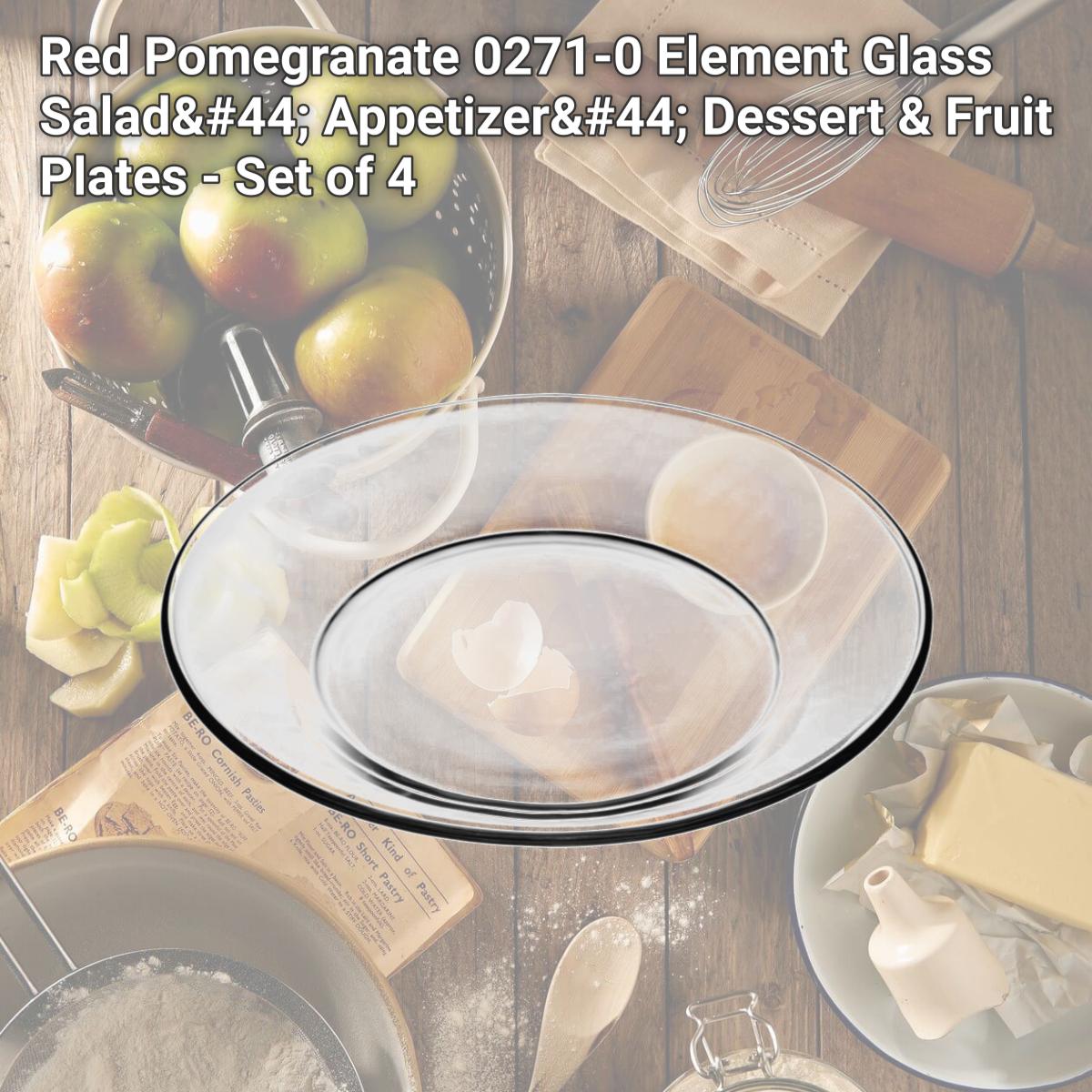 Picture of Red Pomegranate 0271-0 Element Glass Salad, Appetizer, Dessert & Fruit Plates - Set of 4