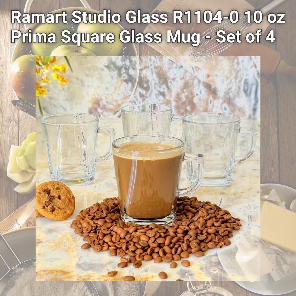 Picture of Ramart Studio Glass R1104-0 10 oz Prima Square Glass Mug - Set of 4