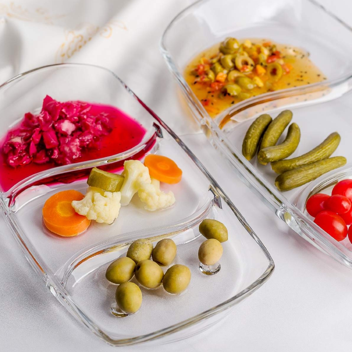 Picture of Ramart Studio Glass R1332-0 12 in. Prima Oblong Glass 3 Section Tray