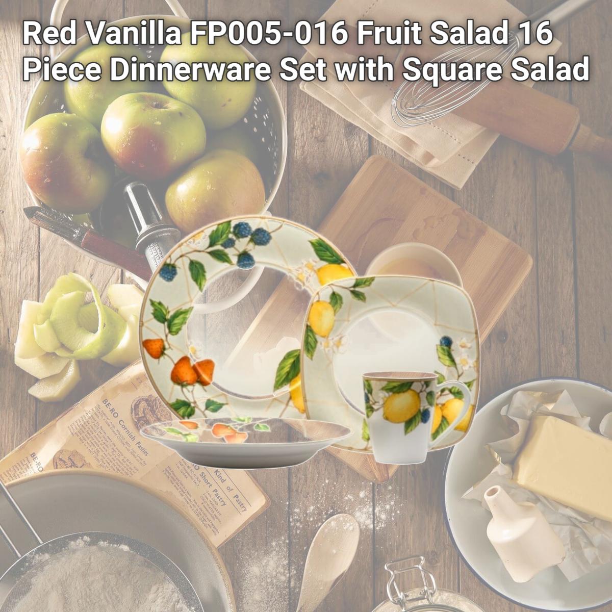 Picture of Red Vanilla FP005-016 Fruit Salad 16 Piece Dinnerware Set with Square Salad