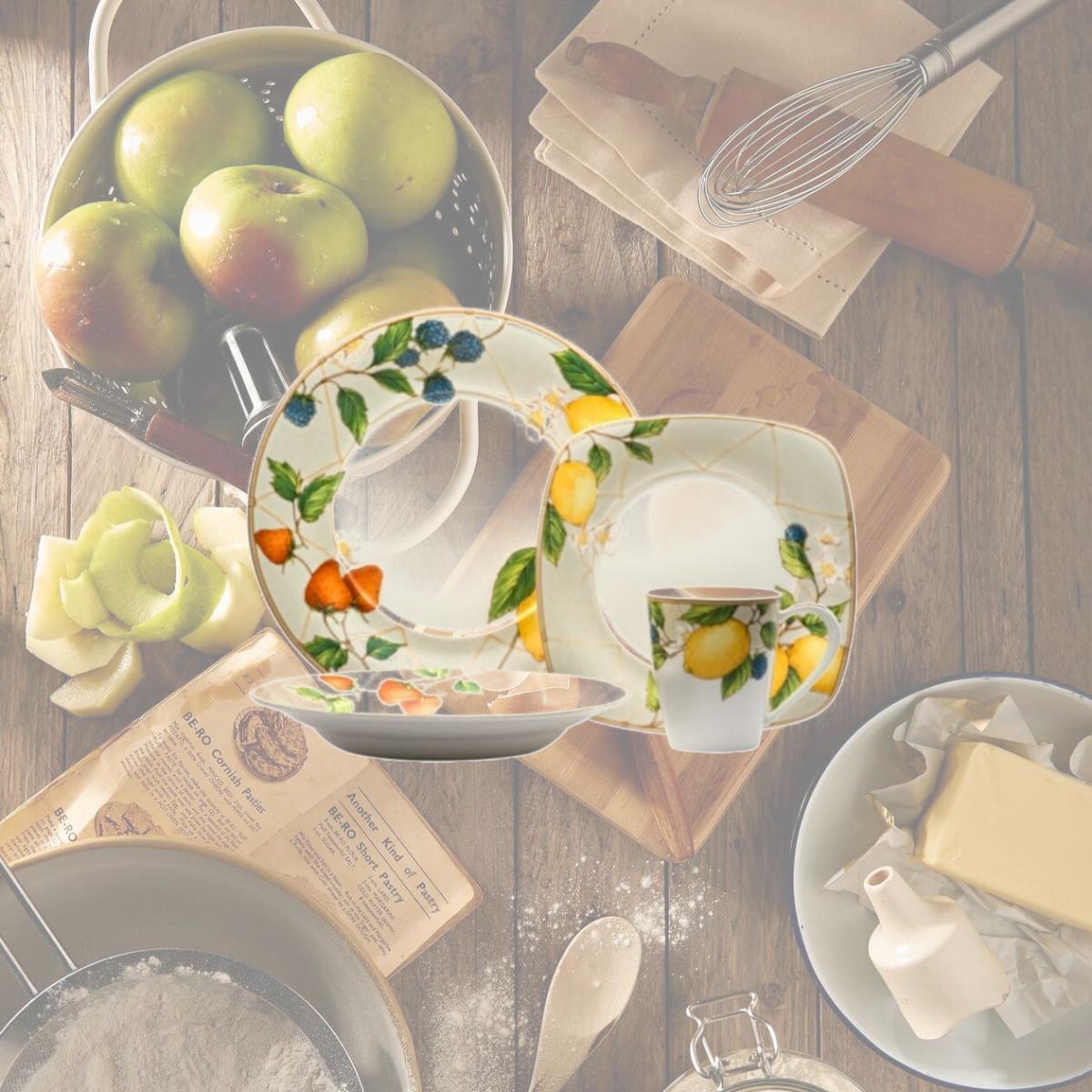 Picture of Red Vanilla FP005-016 Fruit Salad 16 Piece Dinnerware Set with Square Salad
