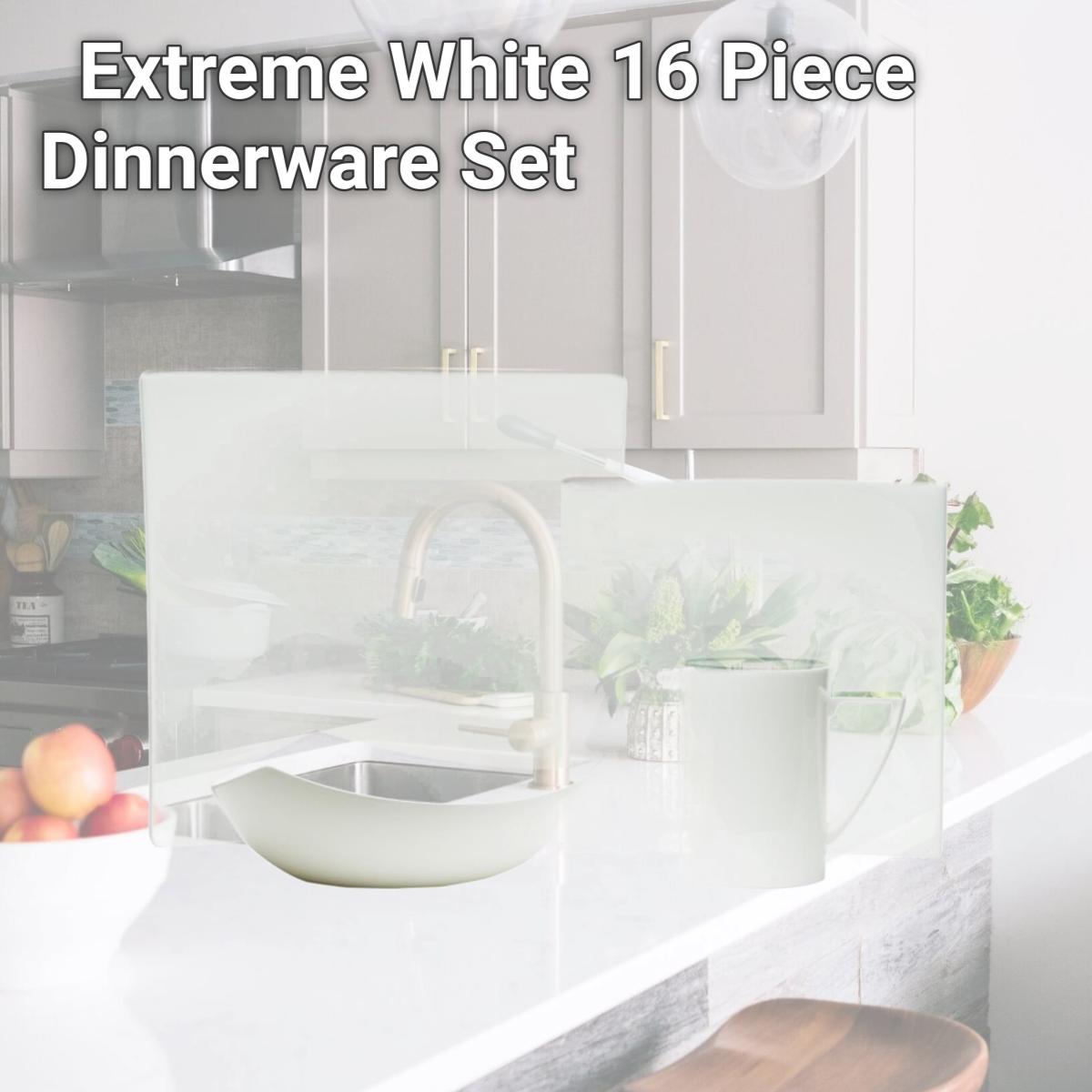 Picture of Red Vanilla EW3400-016 Extreme White 16 Piece Dinnerware Set