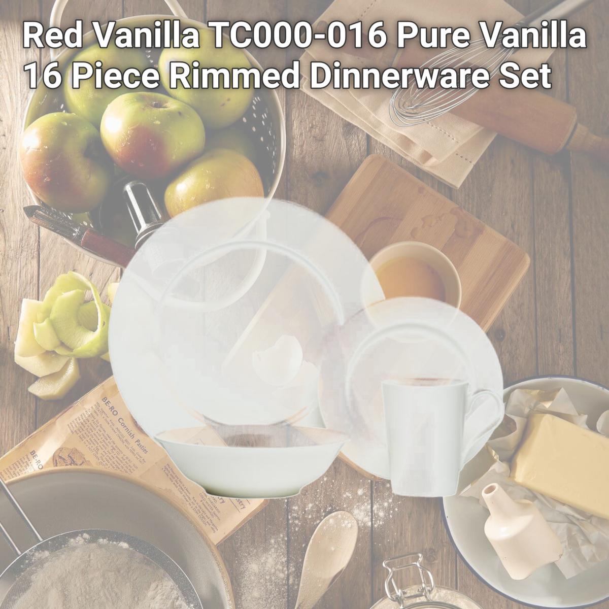 Picture of Red Vanilla TC000-016 Pure Vanilla 16 Piece Rimmed Dinnerware Set