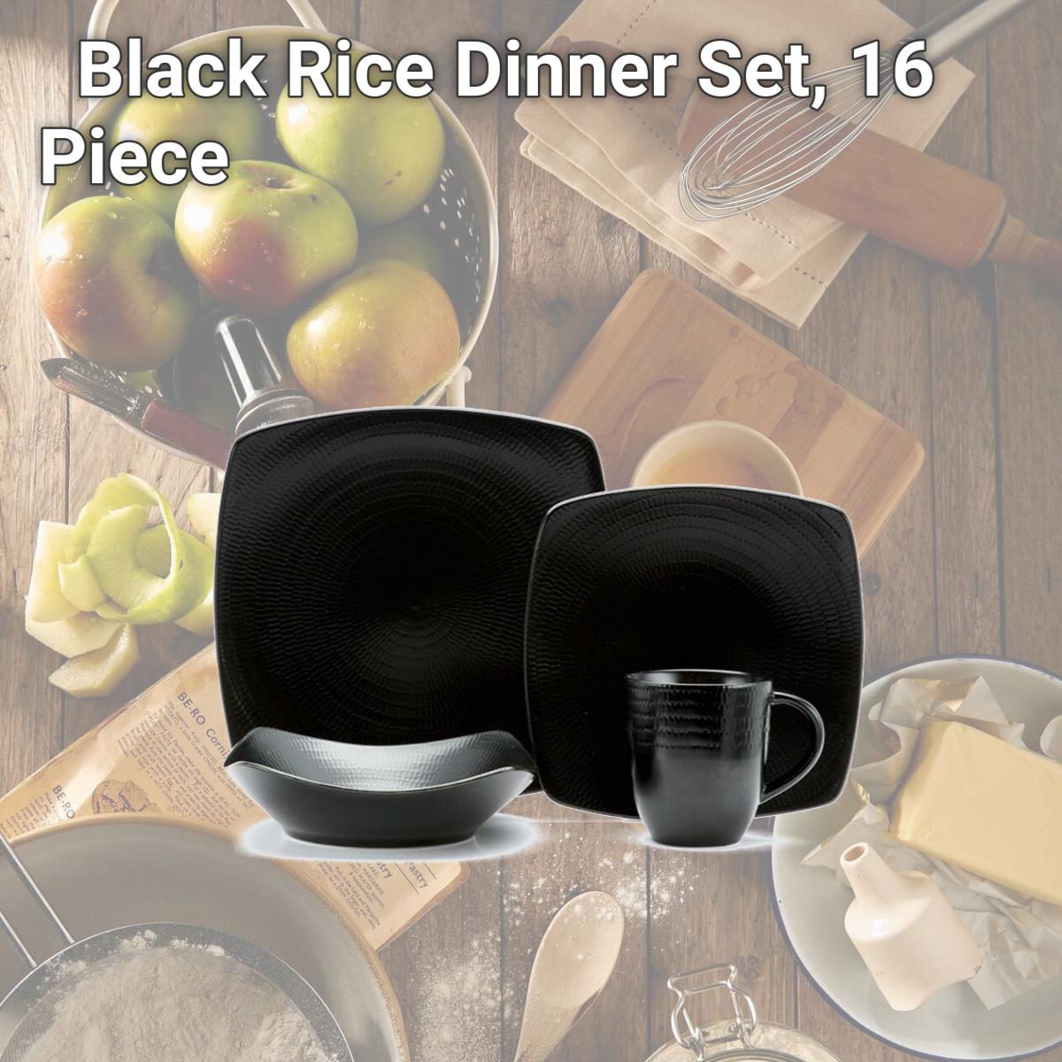 Picture of Red Vanilla HN600-016 Black Rice Dinner Set, 16 Piece