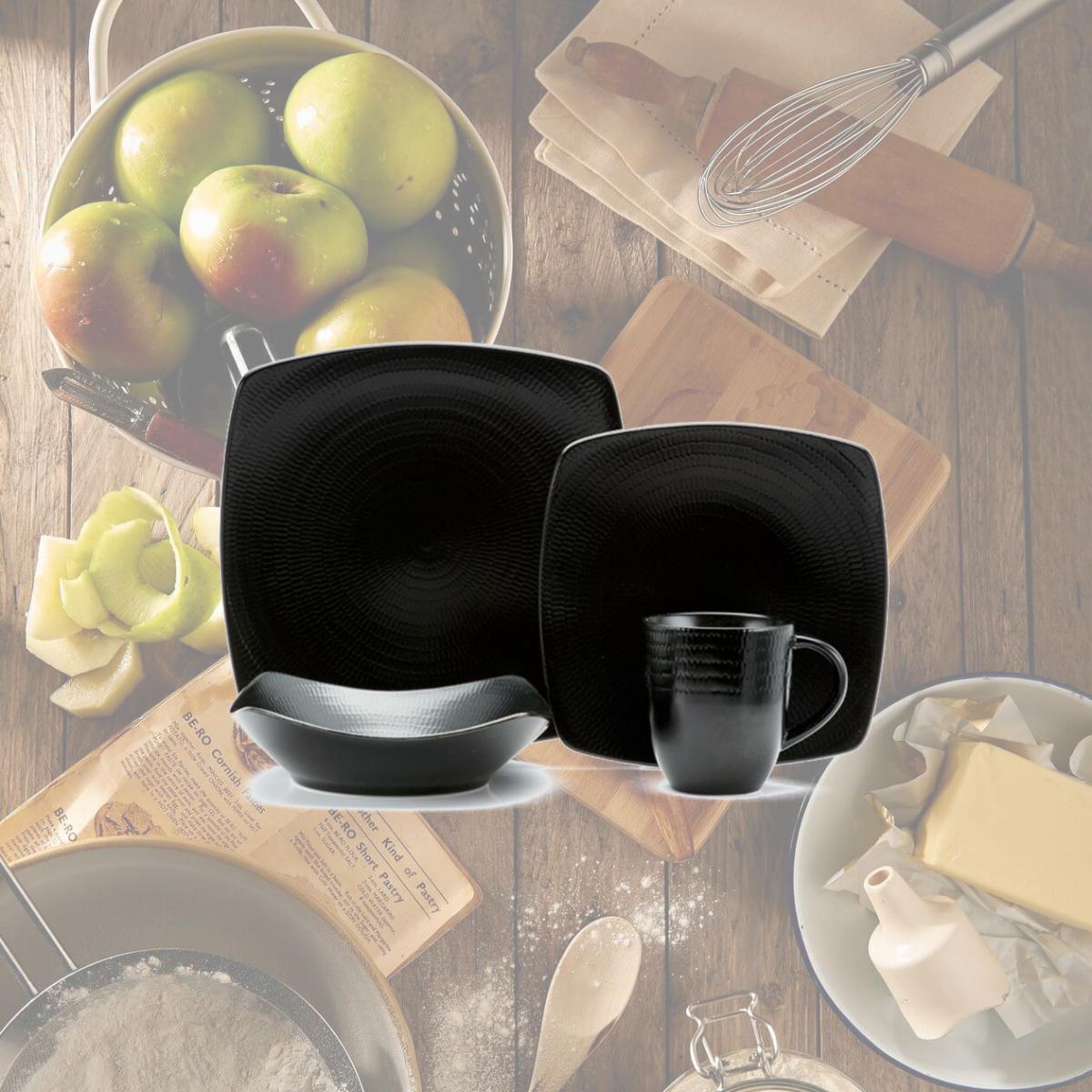 Picture of Red Vanilla HN600-016 Black Rice Dinner Set, 16 Piece
