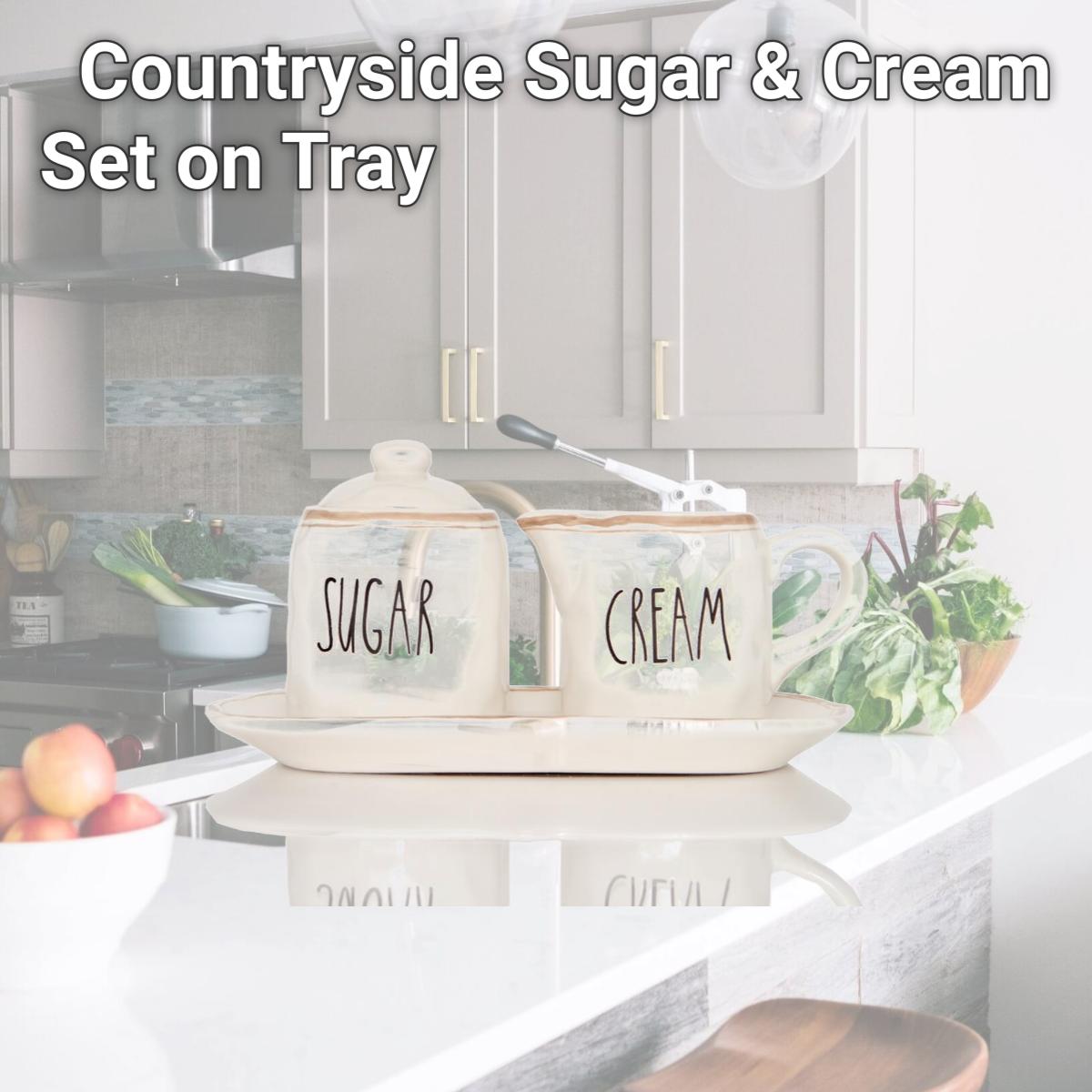 Picture of Red Vanilla JW500-289 Countryside Sugar & Cream Set on Tray